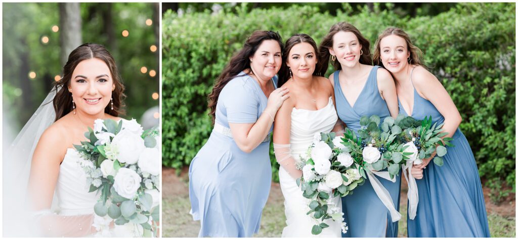 Blue bridesmaid dresses, hidden acres, South Carolina. 