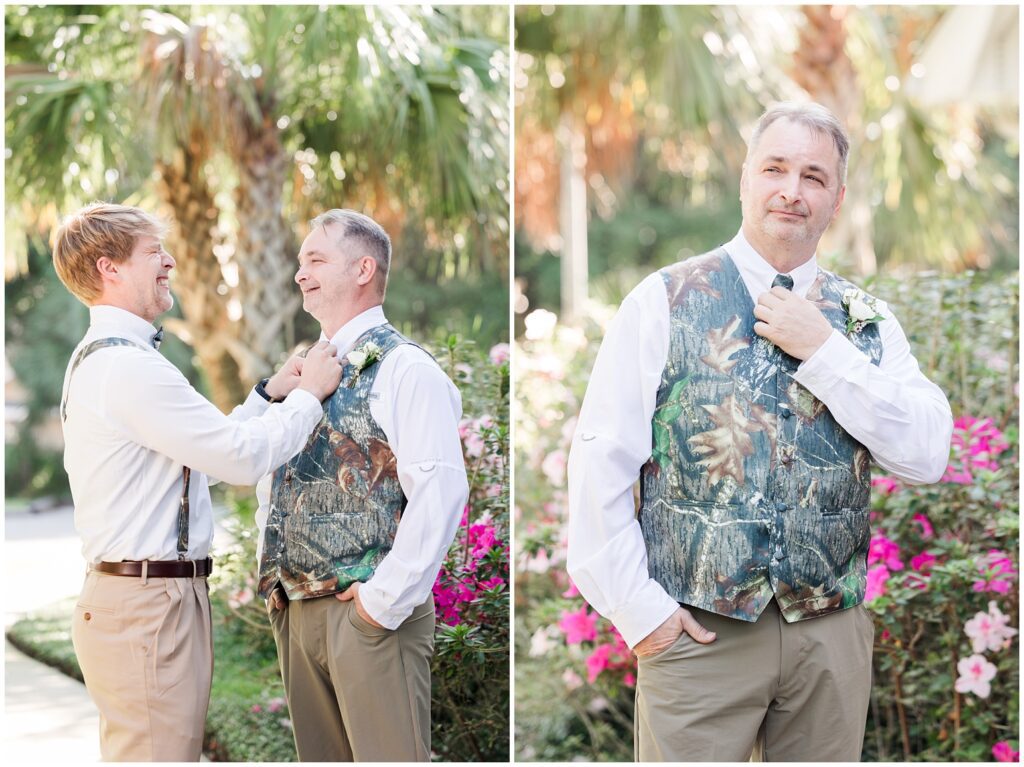 Groom and son during Southern wedding