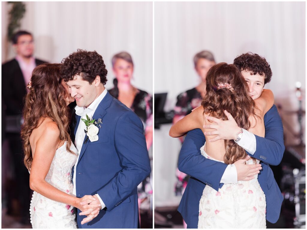 bride dancing with her son on wedding day