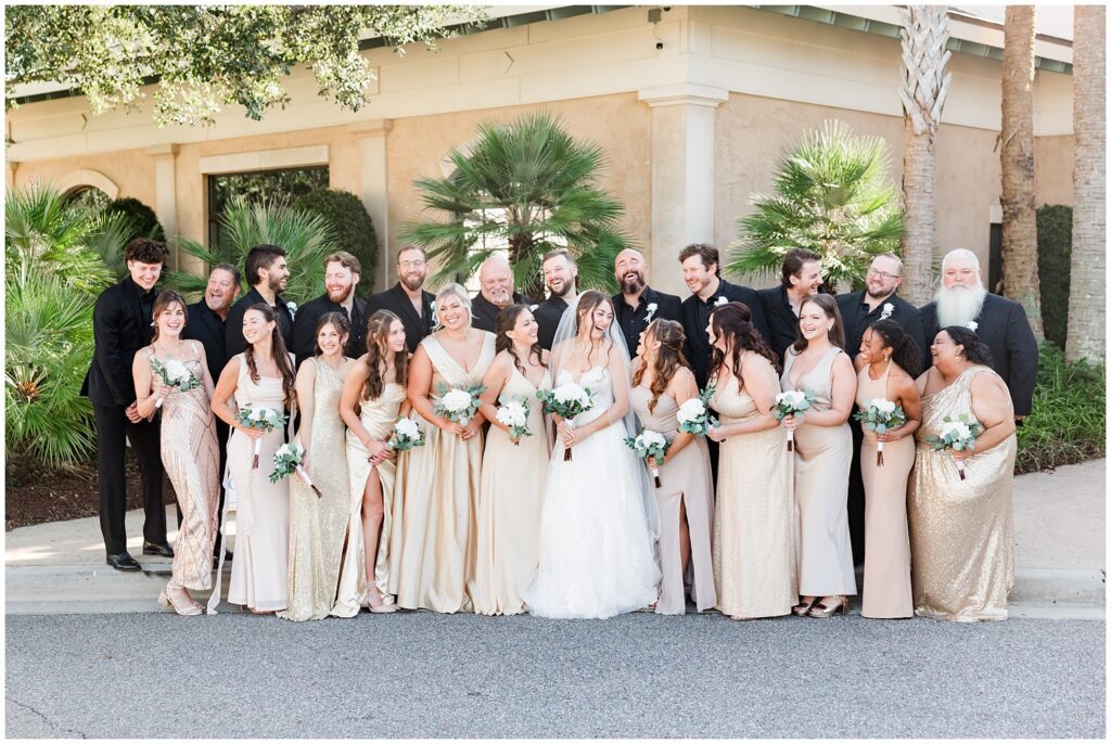 Beautiful bridal party in gold dresses 