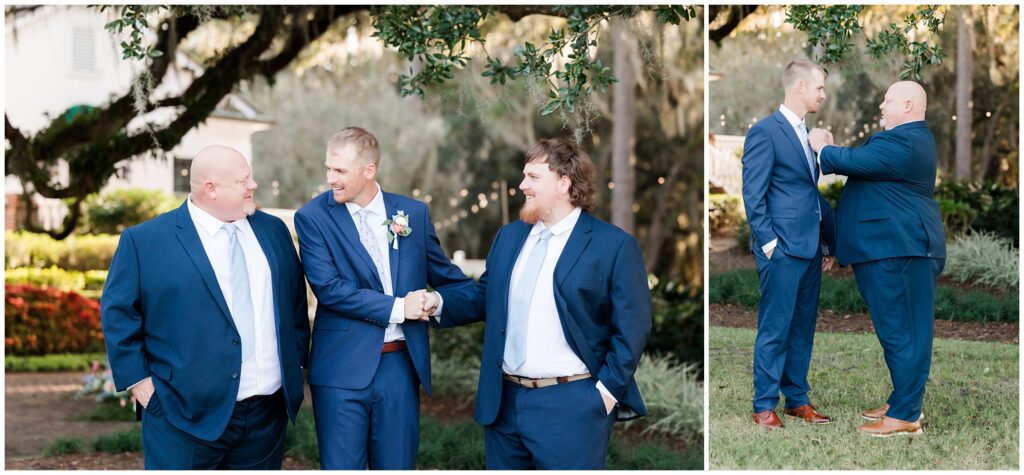 Groom, Father, and Brother getting ready on wedding day 