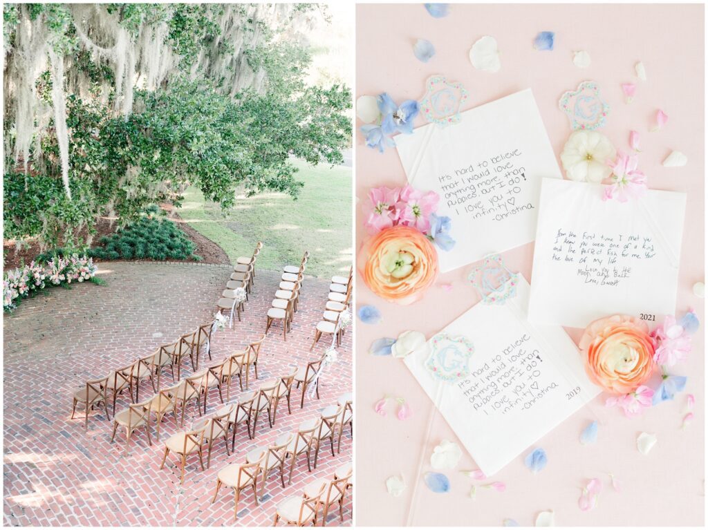 customized napkins for wedding day - ceremony Wedding at Heritage Club in Pawleys Island