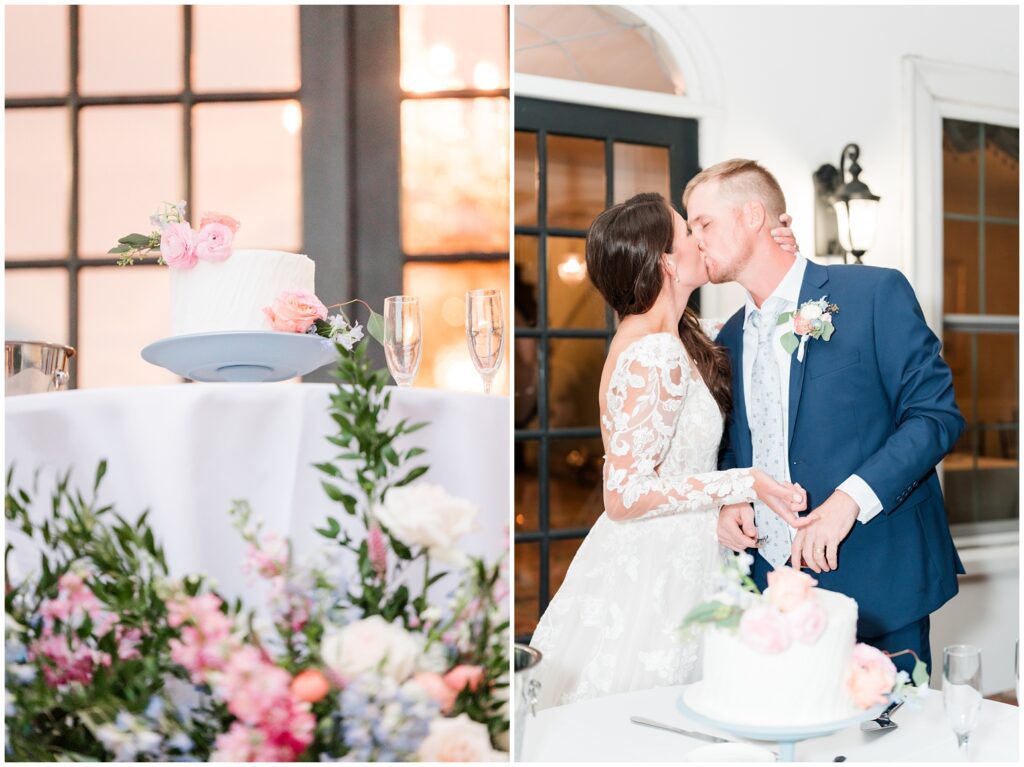 colorful cake cutting on wedding day 