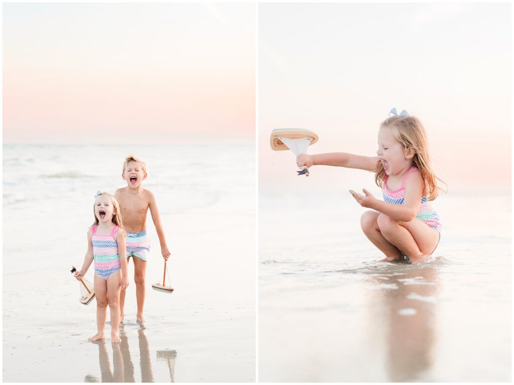 family photos with cotton candy skies 