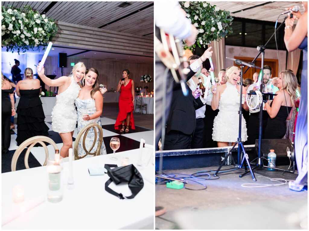 Bride and groom sharing their first dance under string lights at Middleton Place wedding in Charleston SC