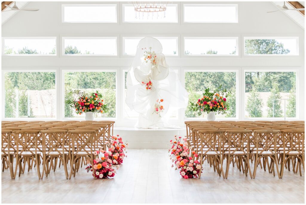 Indoor wedding ceremony at Wildberry Farm with natural light