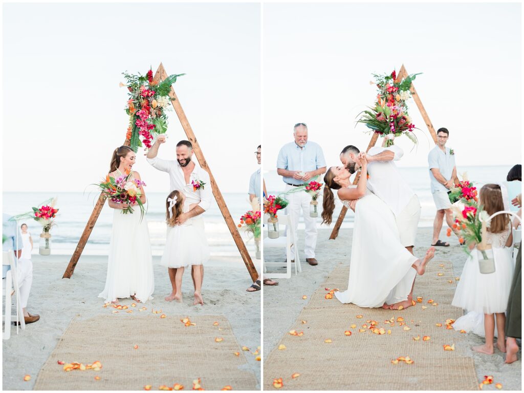 Myrtle Beach Ceremony kissing on the beach
