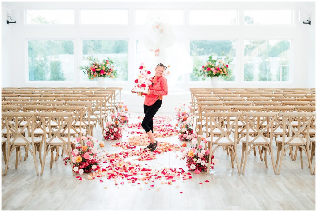 chapel ceremony space at Wildberry Farm with romantic lighting