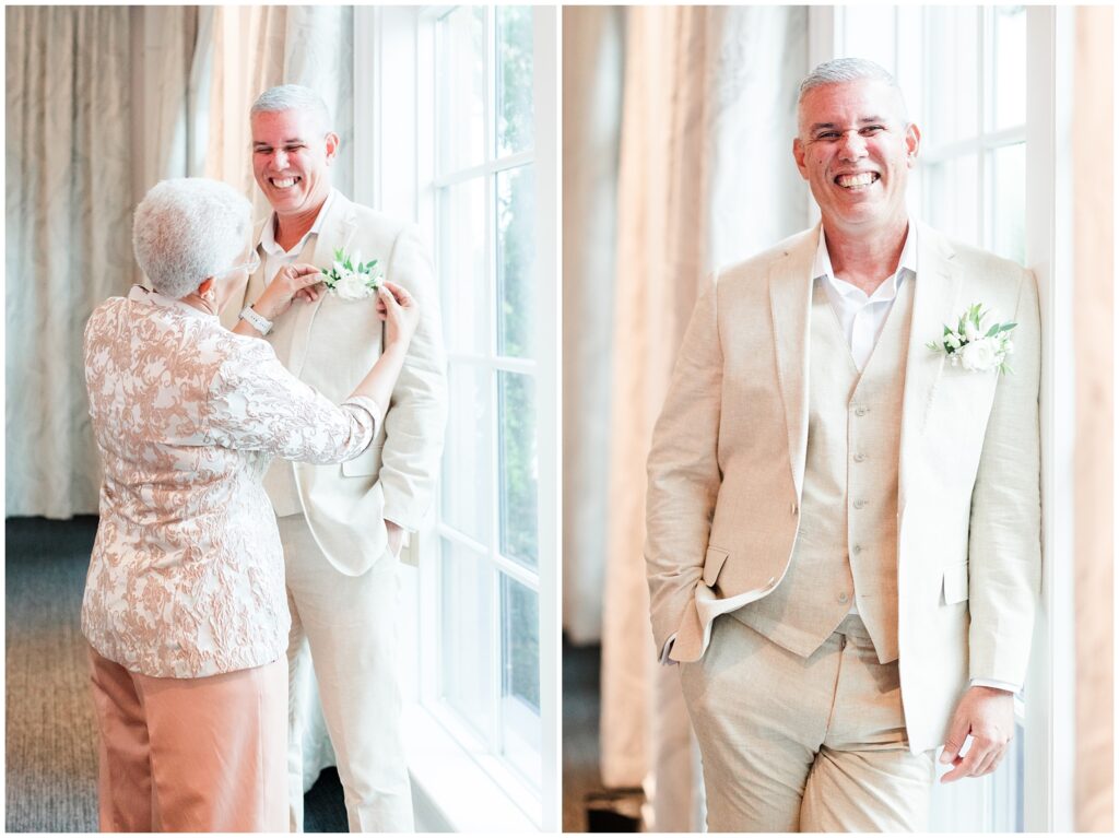 Groom and his mother at north beach plantation wedding
