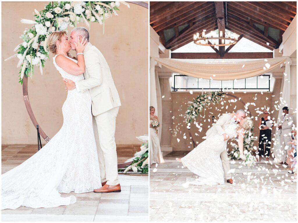 Rainy Wedding at 21 Main Events North Myrtle Beach with flower pedals