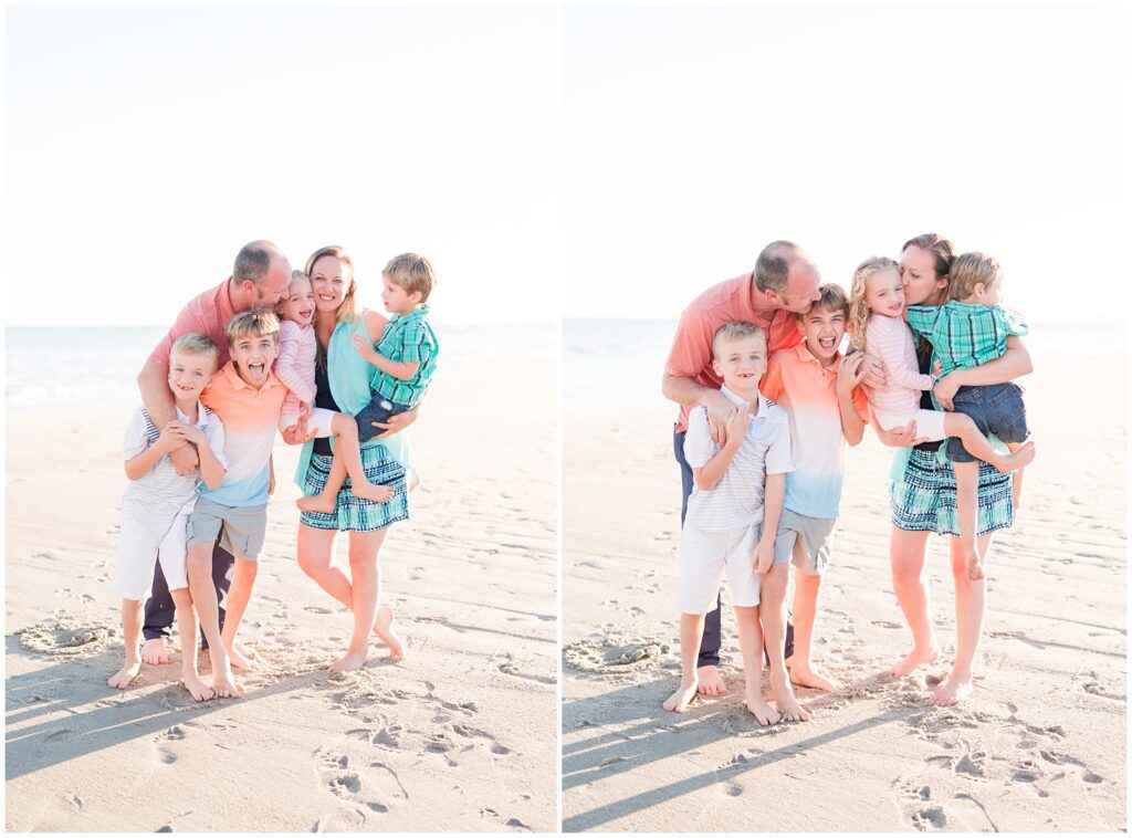 Sunset Family Session in Myrtle Beach in pastel colors 

