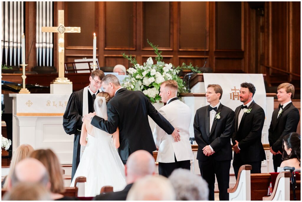 Bride and groom at Belin Church on the MarshWalk in Murrells Inlet SC