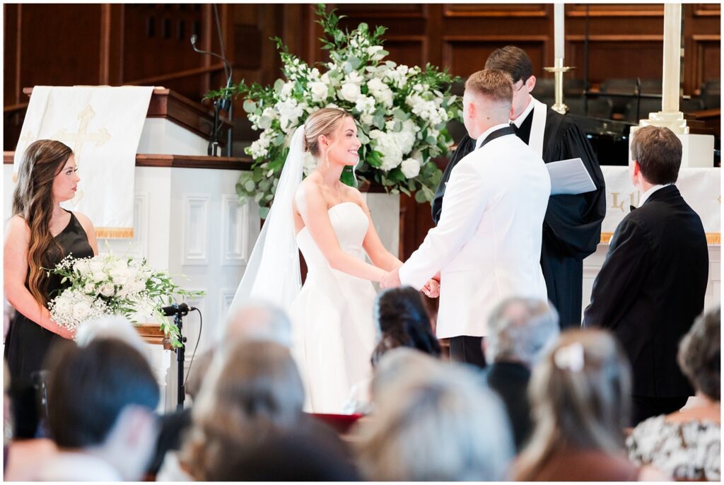 Bride and groom at Belin Church on the MarshWalk in Murrells Inlet SC