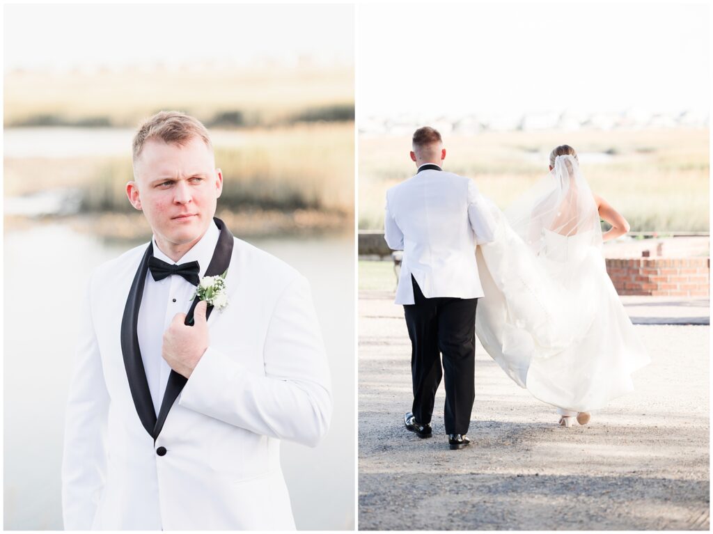 Southern wedding at Belin Church with Spanish moss and coastal views
