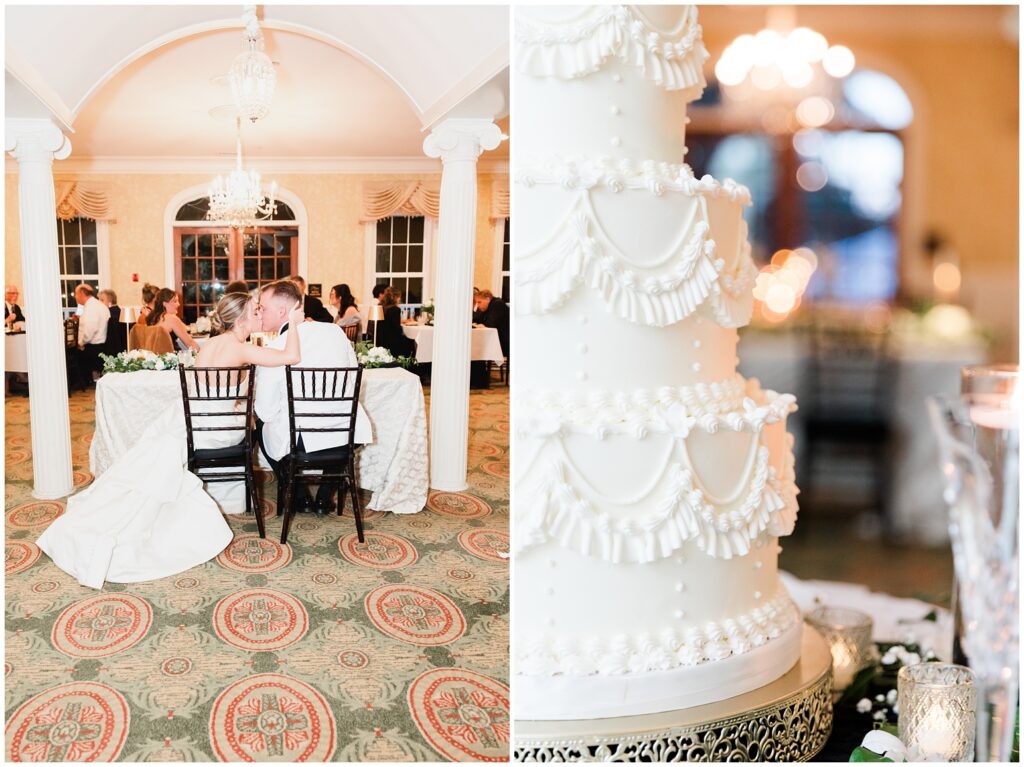 Bride and groom cutting cake by Holly’s Bakes & Cakes Pawleys Island wedding