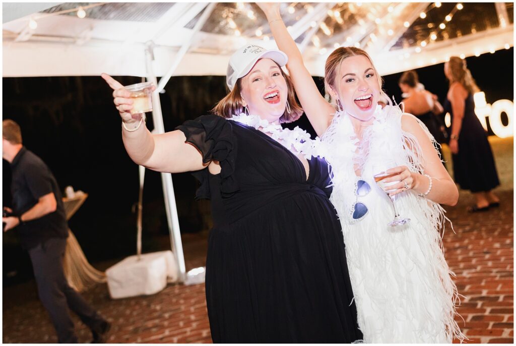 Romantic night shot under reception tent at The Heritage Club Pawleys Island
