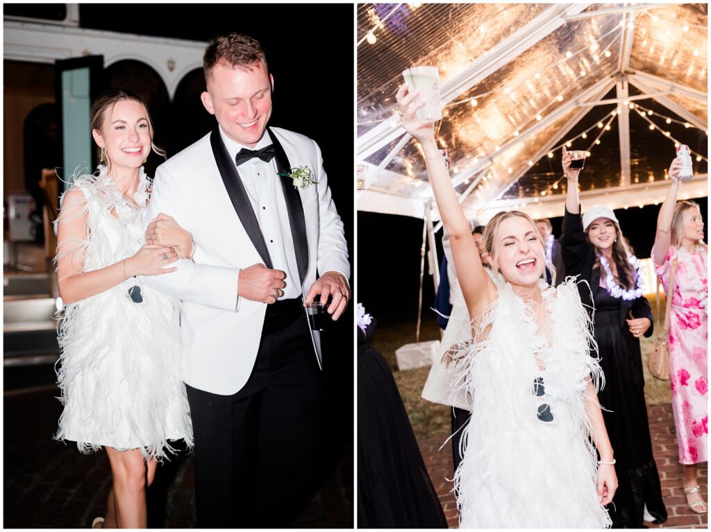 Romantic night shot under reception tent at The Heritage Club Pawleys Island