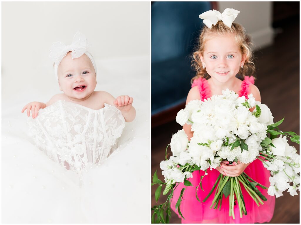 Pawleys Island wedding photographer - baby in moms wedding dress