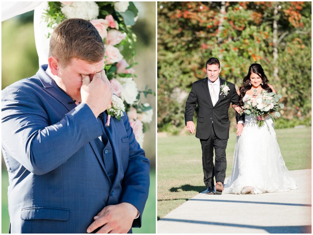 Bride walking down the aisle captured by Myrtle Beach wedding photographer