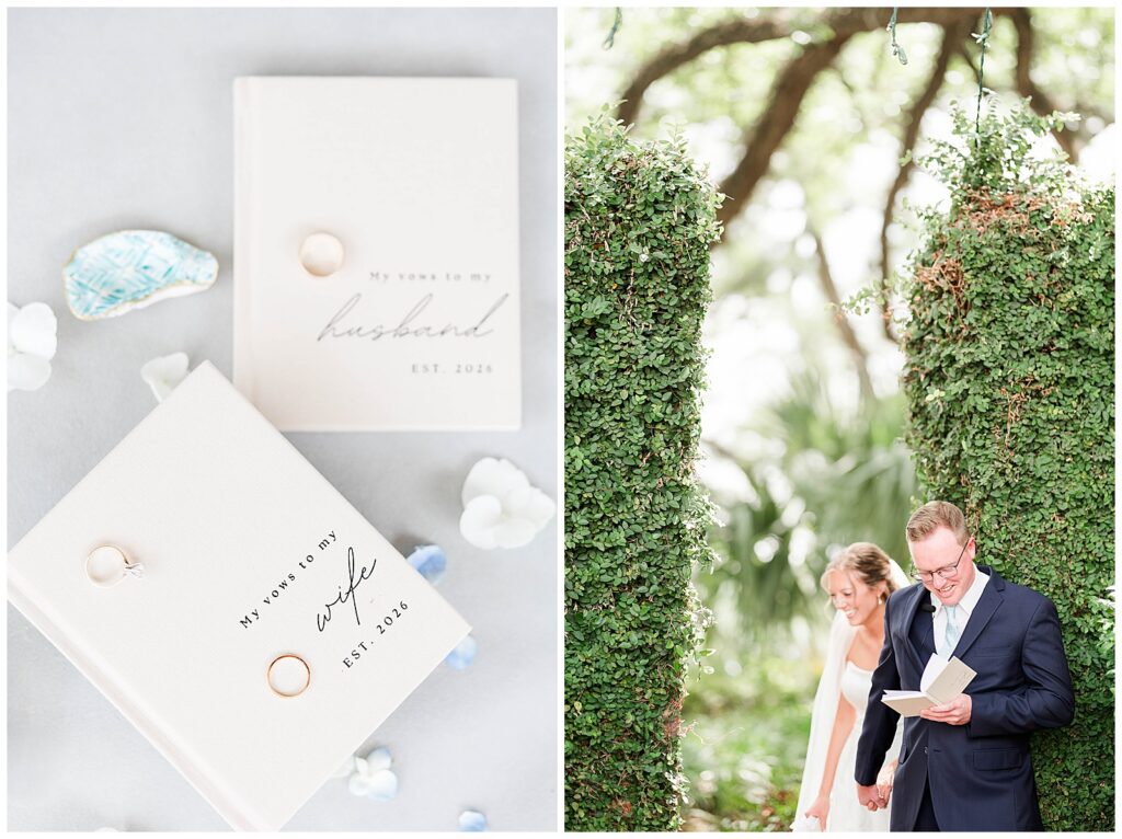 Vow books and wedding ring details