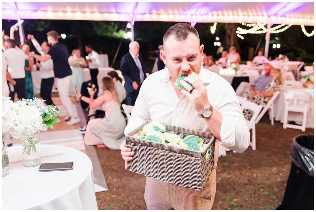 Tented wedding reception at The Kaminski House, Georgetown, SC. LATE NIGHT SNACKS