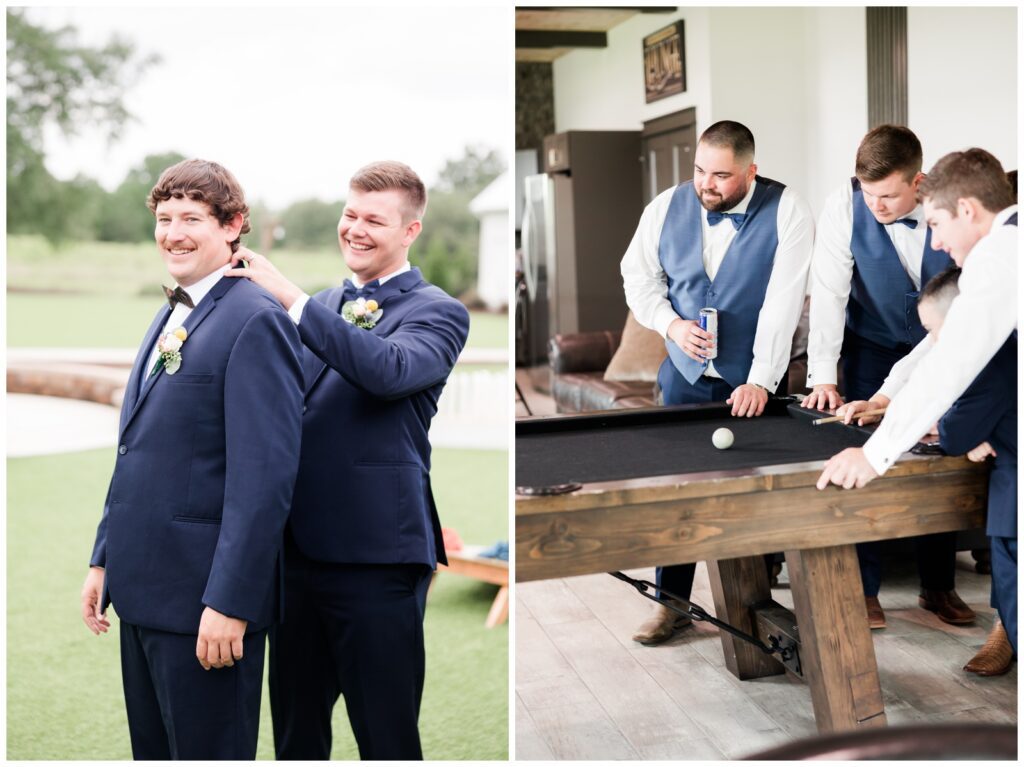 groom getting ready for Wildberry Farm wedding