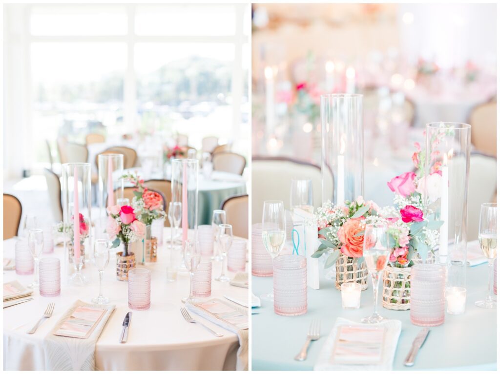 colorful pink wedding flowers by Little Shop of Flowers